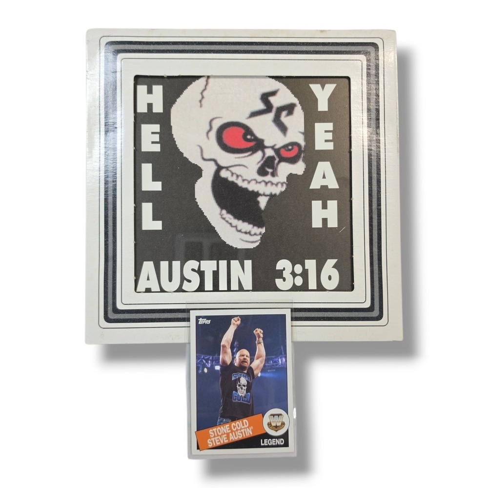 WWF Stone Cold Steve Austin Vintage Carnival Mirror Austin 3:16 Hell Yeah 8x8